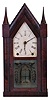 Brewster & Ingrahams, Bristol, Conn., 8 day "Sharp Gothic" or "steeple" clock with very nice cut glass tablet.