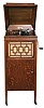 Brunswick Balke Collender Co,, Chicago, IL. "Model 7" floor standing disc phonograph, serial #123506. It has automatic shut off and an adjustable reproducer which will play regular 78" RPM discs and Pathe' discs. Quarter-sawn oak case.