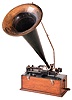 Thomas A. Edison, East Orange, NJ. Early "Home" phonograph, often called a "Suitcase Home". Included is a black and brass 24" horn with an 11 1/2" brass bell.