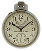 Hamilton Watch Co., Lancaster, Penn., model 22 chronometer watch with wind indicator, 35 size, 21 jewels, stem wind, stem/ pin set, adjusted to 6 positions and temperature straight line damascened nickel plate movement, with lever escapement and micrometric regulator, Arabic numeral silvered metal dial, black steel spade and poker hands, the timepiece contained in a mahogany box with viewing aperture, serial #2F7207, c1940