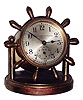 Chelsea Clock Co., Boston, Mass., for Abercrombie & Fitch Co., New York, NY, "Clinton" brass, 8 days, time only swivel head yacht wheel desk clock, 2 3/4" dial, c1930