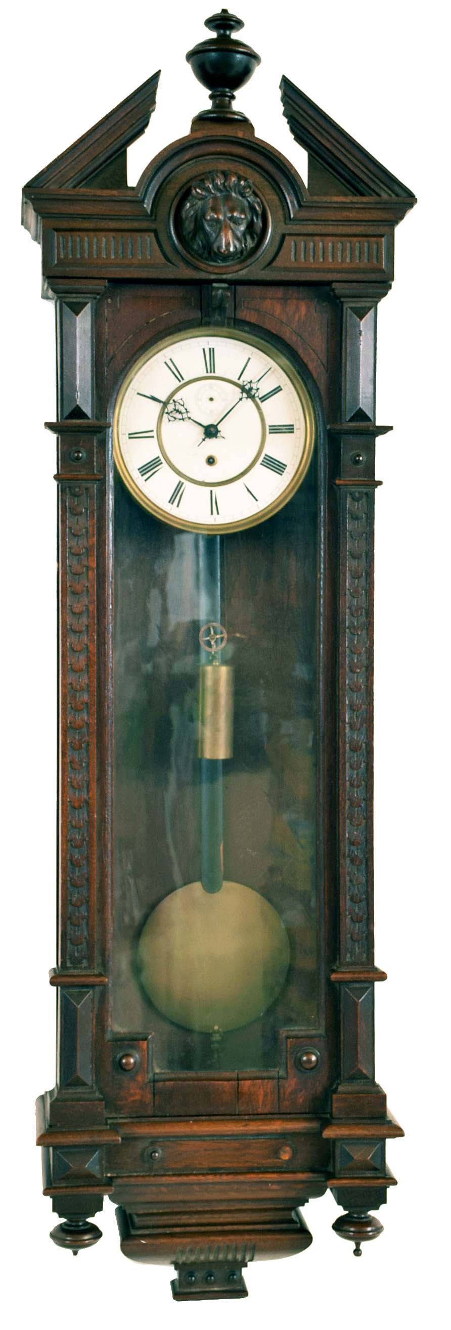 Clocks- 2 (Two) Vienna regulator 8 day wall clocks; unsigned antique oak one weight time only ; Hermle modern quarter- chime (not Westminster) with weight- driven time train, spring- driven strike and chime trains — Antique Clocks Price Guide