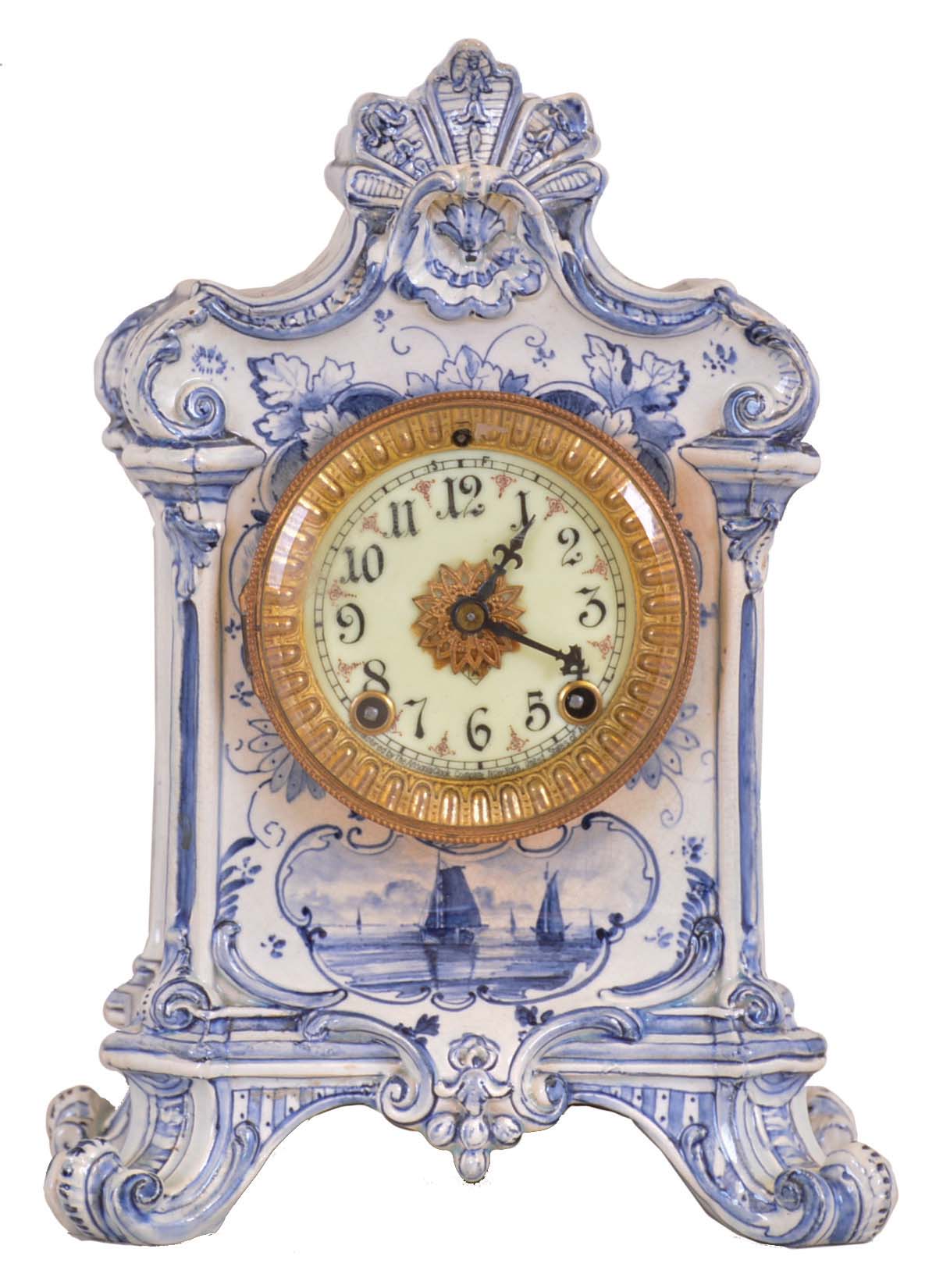 Ansonia Clock Co., New York, NY, "La Salle", 8 day, time and strike spring brass movement porcelain mantel clock. — Antique Clocks Price Guide