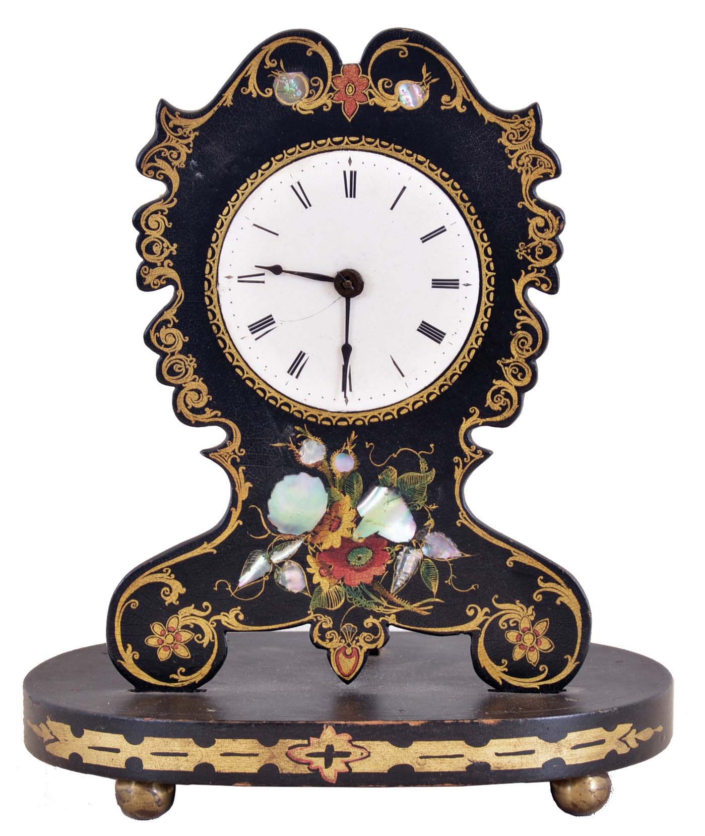 Coe & Co., New York, 30 hour, spring brass shelf timepiece with Samuel N. Botsford's patent lever escapement movement. This timepiece was made by Jerome Manufacturing Co., New Haven, Conn. — Antique Clocks Price Guide