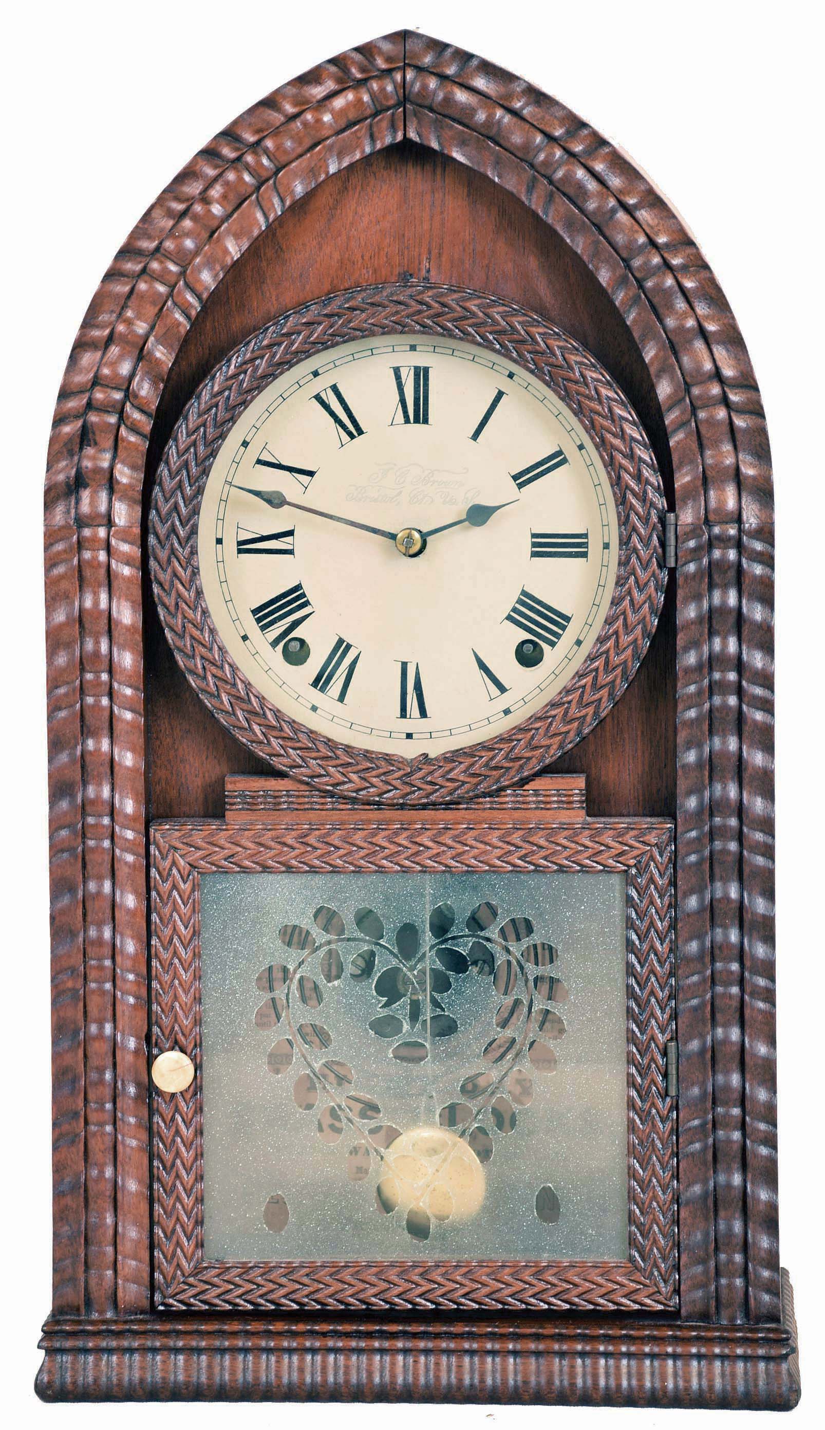 Forestville Manufacturing Co. (J. C. Brown). Bristol, Connecticut, 8 day brass time & strike movement in a ripple front "beehive" rosewood case. — Antique Clocks Price Guide