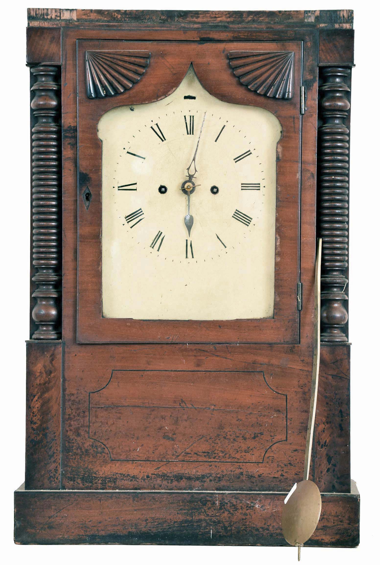 English, 8 day, time and strike weight brass movement shelf clock. — Antique Clocks Price Guide