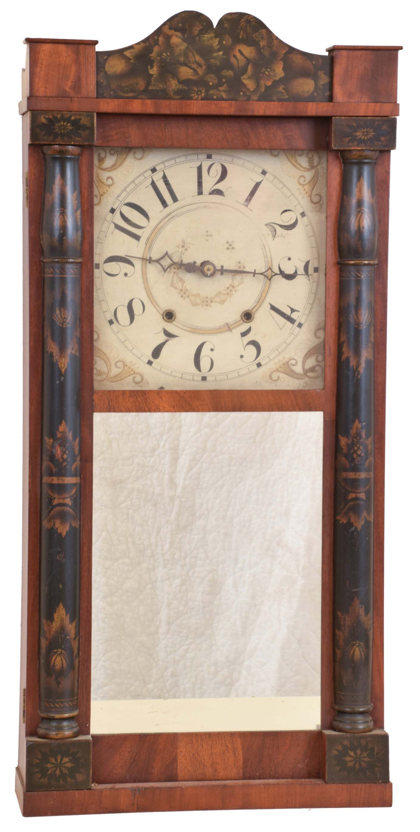 Seth Thomas Clock Co., Plymouth Hollow, Conn., 30 hour, time and strike weight wood movement half column & splat shelf clock. — Antique Clocks Price Guide