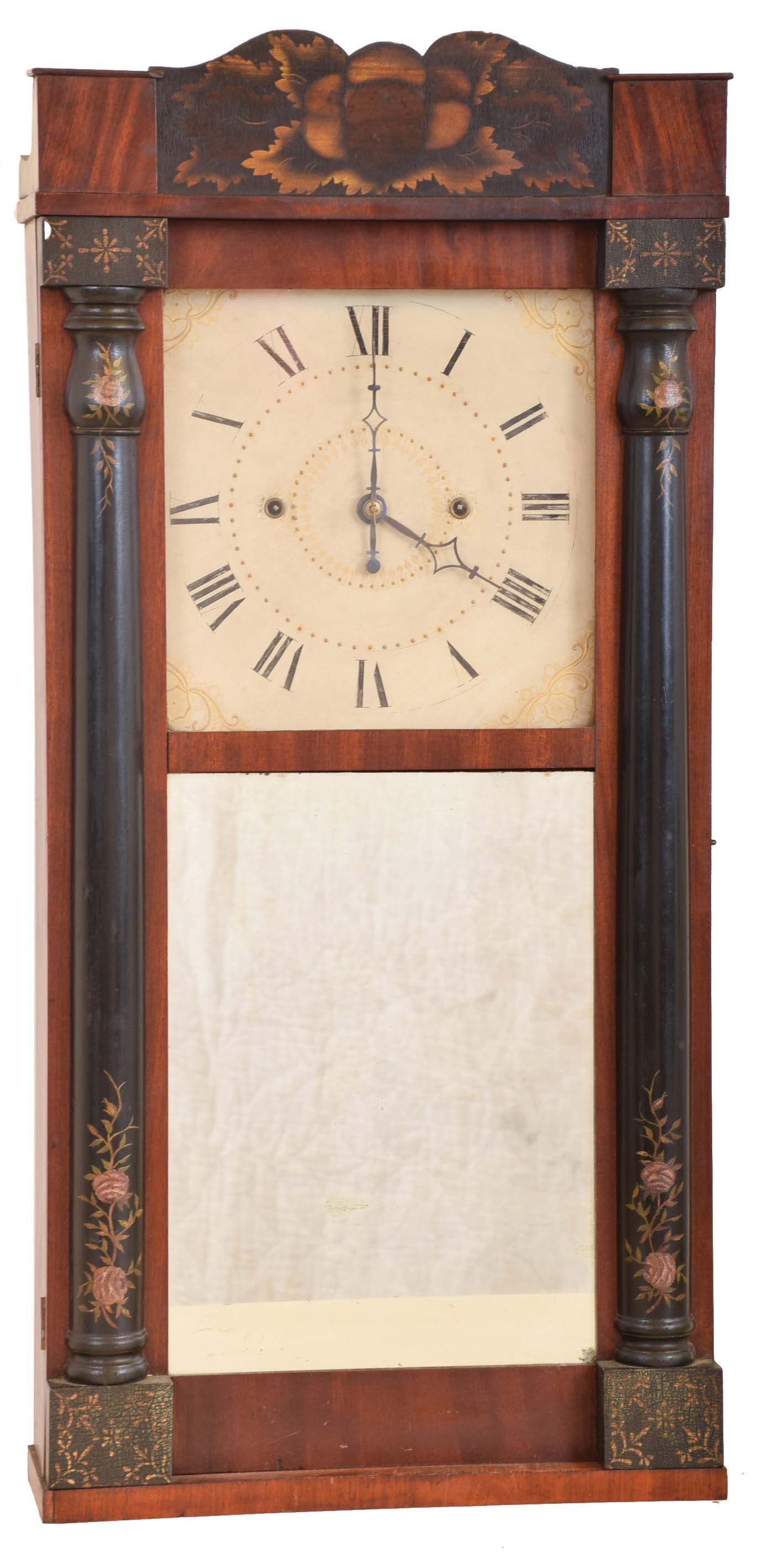 George Mitchell, Bristol, Conn., 30 hour, time and strike weight wood movement half column & splat shelf clock. — Antique Clocks Price Guide