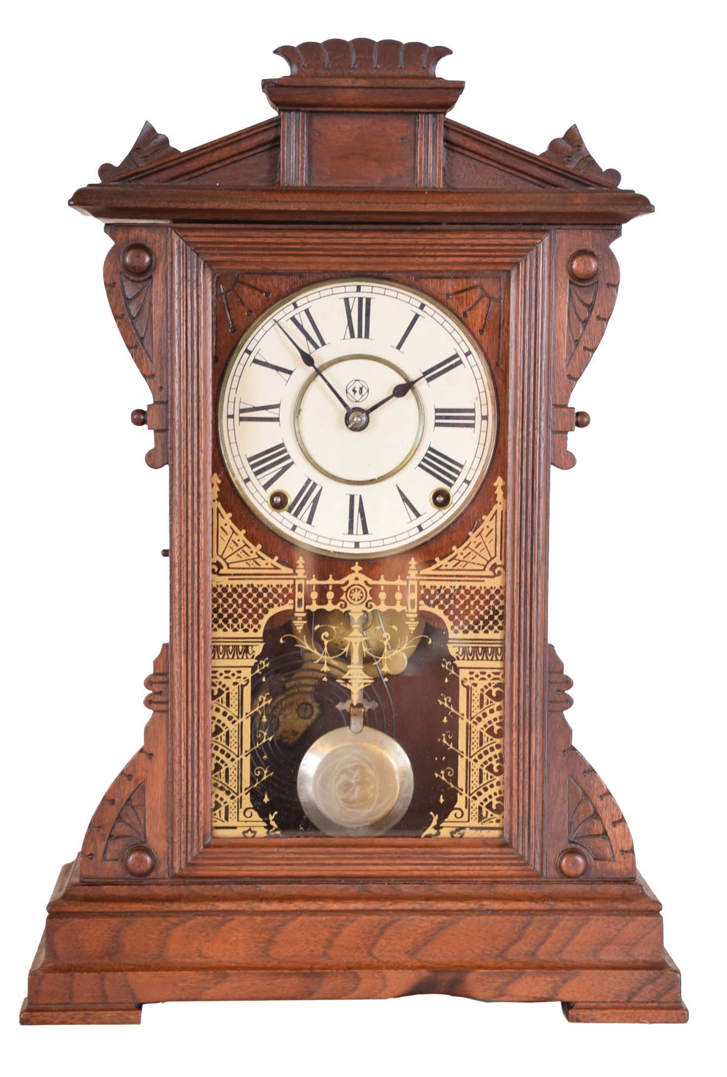 Seth Thomas Clock Co., Thomaston, Conn., "Reno", City Series, 8 day, time and strike spring brass movement shelf clock. — Antique Clocks Price Guide