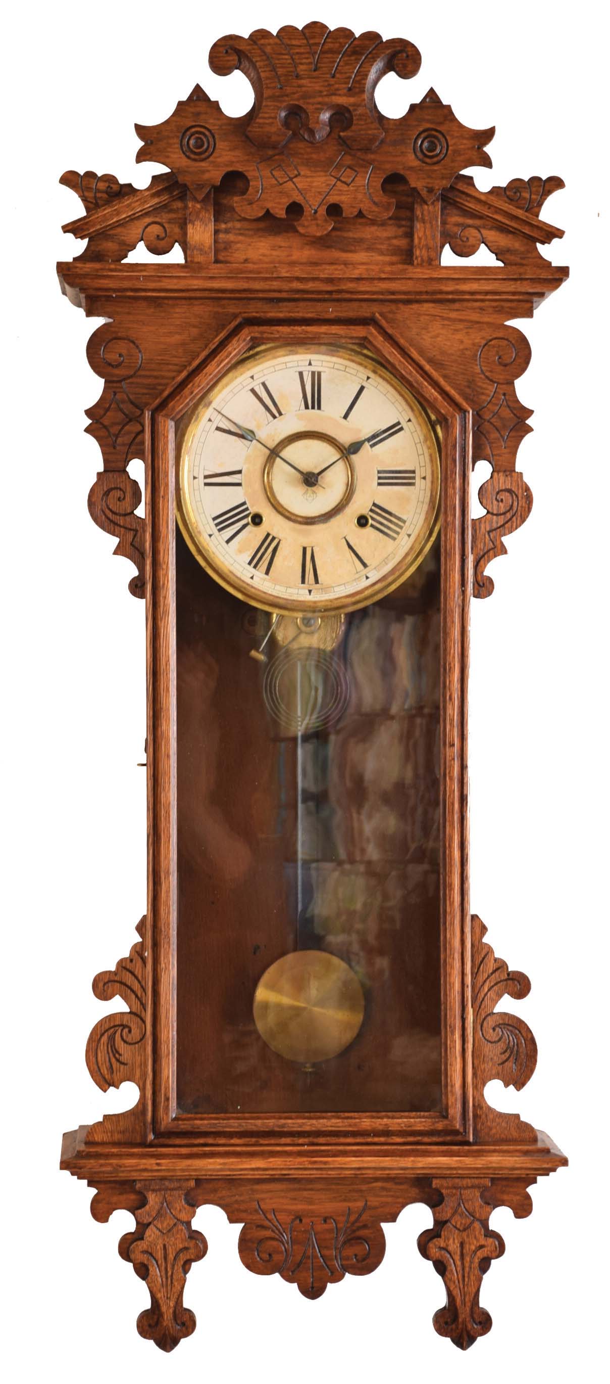 Ansonia Clock Co., New York, NY, "Bahia", 8 day, time and gong strike spring brass movement wall clock. — Antique Clocks Price Guide