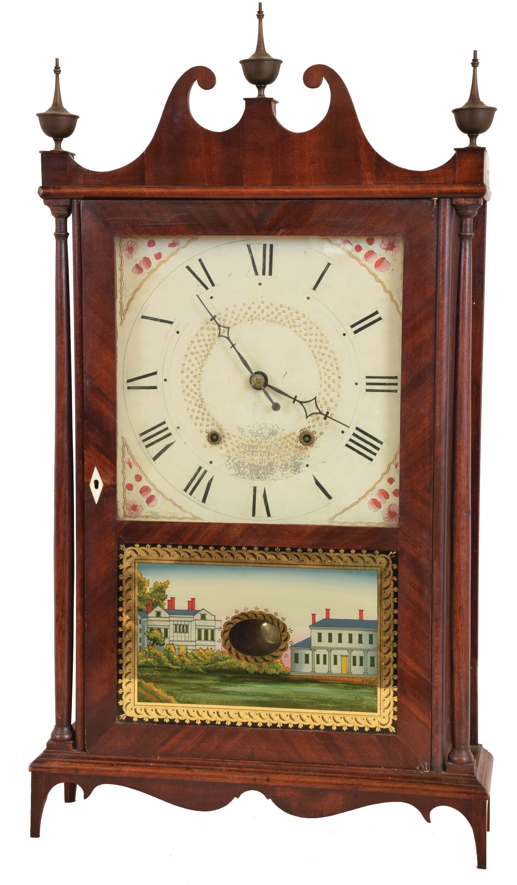Seth Thomas Clock Co., Plymouth Hollow, Conn., 30 hour, time and strike weight wood movement pillar & scroll shelf clock. — Antique Clocks Price Guide