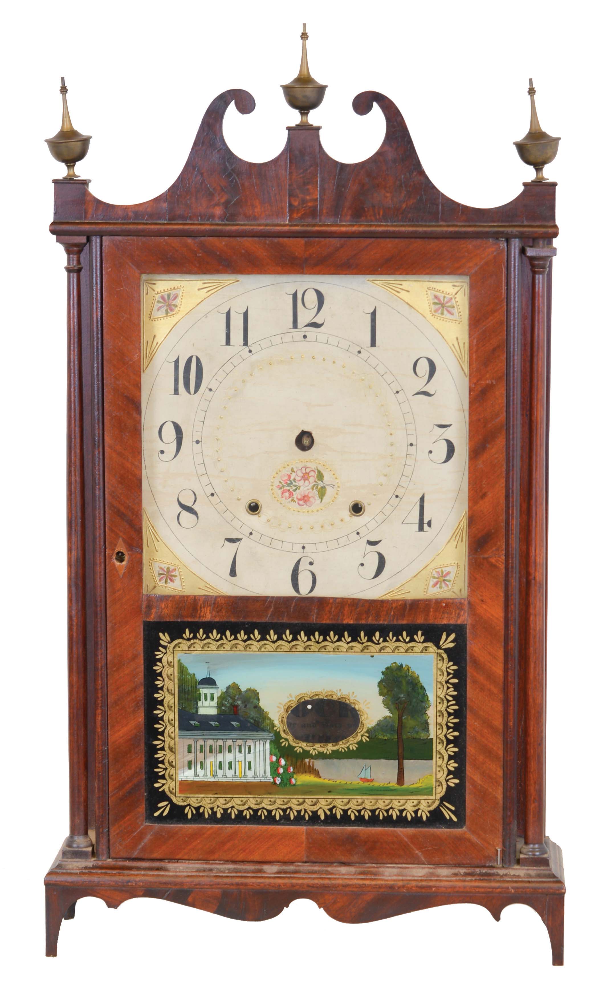 Seth Thomas Clock Co., Plymouth Hollow, Conn., 30 hour, time and strike weight wood movement pillar & scroll shelf clock. — Antique Clocks Price Guide