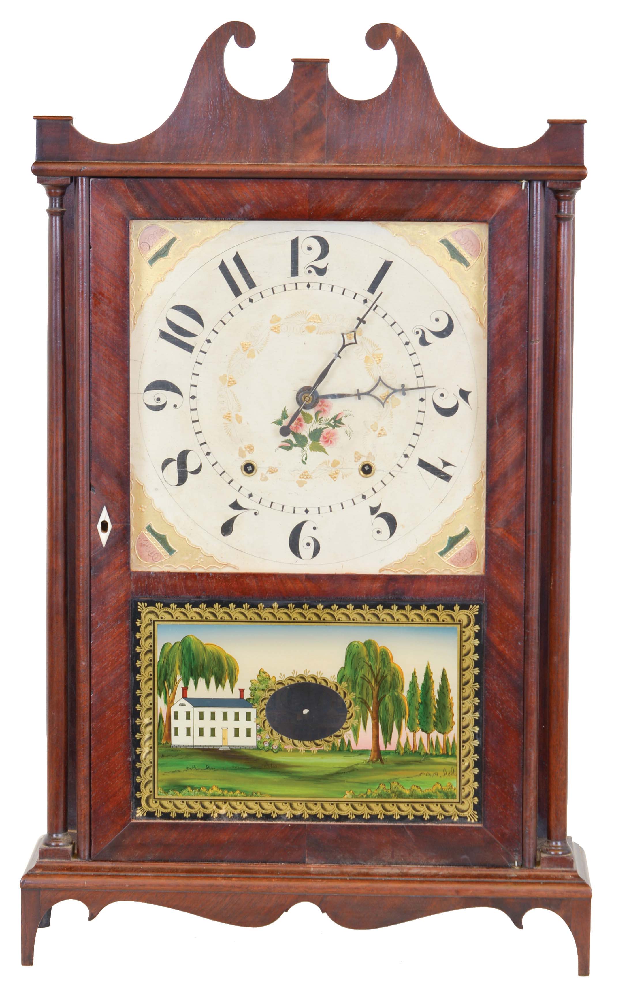 Seth Thomas Clock Co., Plymouth Hollow, Conn., 30 hour, time and strike weight wood movement pillar & scroll shelf clock. — Antique Clocks Price Guide