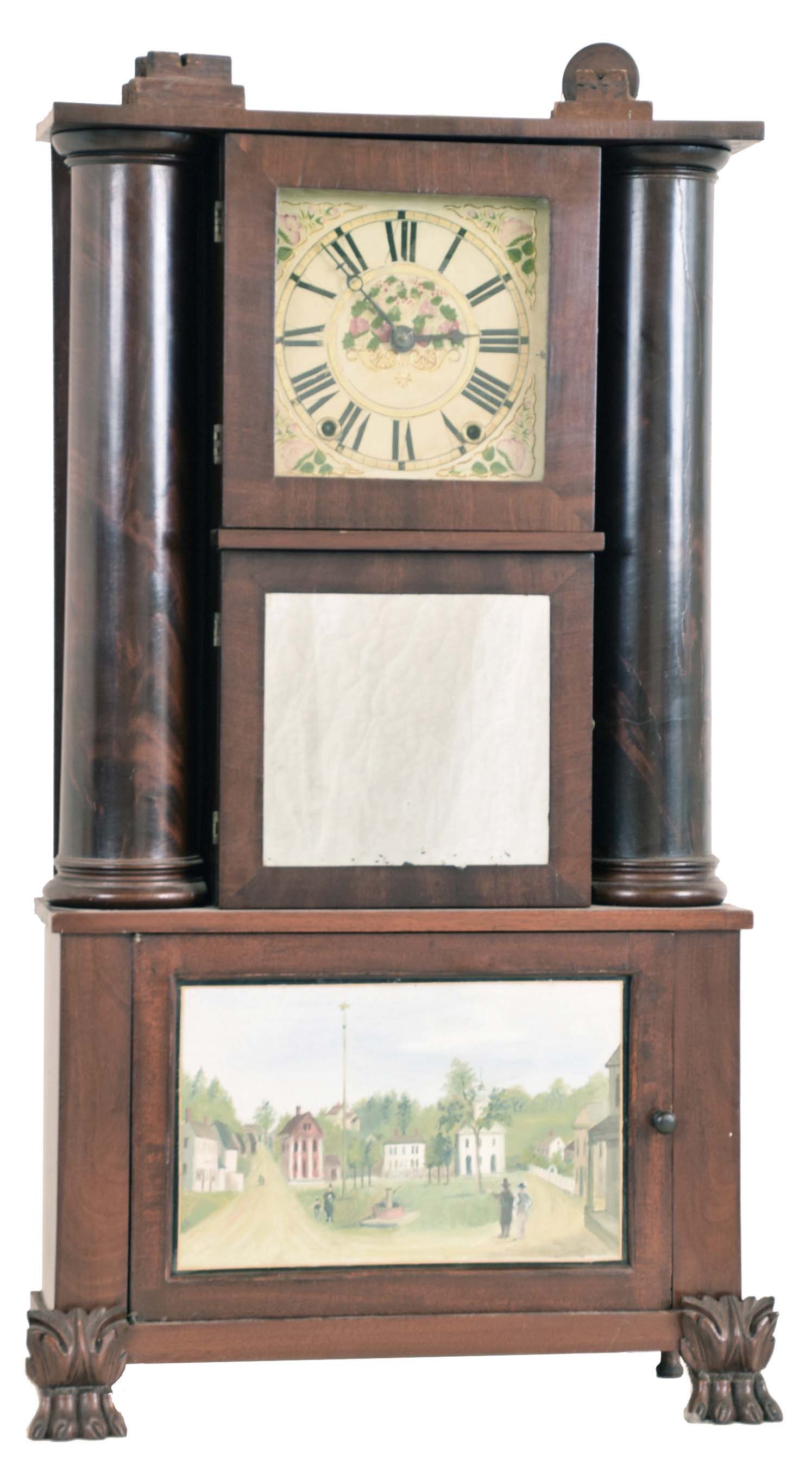 Austin Chittendon, Lexington, Mass., 30 hour, time and strike weight wood movement hollow column shelf clock. — Antique Clocks Price Guide
