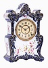 F. Kroeber Clock Co., New York, New York, "China No. 22", 8 day, time and strike spring brass movement porcelain case mantel clock.