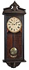 New Haven Clock Co., New Haven, Conn., "Vamoose" wall hanging clock with a 30 day spring driven brass timepiece movement in an oak case,
