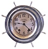 Seth Thomas Clock Co., Thomaston, Conn., "Ship's Wheel No. 44" 4.5" dial ship's bells clock in nickel plated screw- bezel case, 115A 8 day movement, c1928