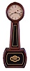 Attleboro, Mass., style banjo wall clock, 8 day, time only weight driven movement in a mahogany case with reverse painted tablets and painted metal dial
