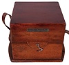 Hamilton Watch Co., Lancaster, Penn., model 22 chronometer with wind indicator, 35 size, 21 jewels, stem wind, pin set, adjusted to 6 positions and temperature, straight line damascened nickel plate movement, with lever escapement and micrometric regulator, Arabic numeral silvered metal dial, black steel spade and poker hands, the timepiece contained in a gimbaled bowl, mounted in a mahogany box, and with outer box, serial #2F27646, c1940