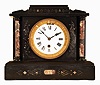 Boston Clock Co., Boston, Mass., 8 day, time and strike tandem wind spring brass lever movement marble mantel clock.