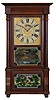 Birge, Mallory & Co., Bristol, Conn., 8 day, time and strike weight brass movement column & cornice shelf clock.