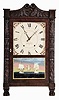 Seth Thomas Clock Co., Plymouth Conn., 30 hour, time and strike weight wood movement carved column & splat shelf clock. This clock lacks a label and is attributed to Thomas by the movement in the case.
