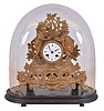 French, 8 day time and strike spring brass movement figural clock under a dome.