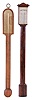 Barometers- 2 (Two) mercury: (1) 19th century period example in a crotch mahogany veneer bow front case; (2) Modern