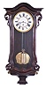 Germany, unsigned Vienna regulator style wall clock, 8 day, time only, weight driven movement in a serpentine style ebonized case with white enamel two part dial.