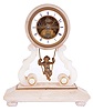 French, 8 day, spring brass movement alabaster case swinging doll pendulum mantel timepiece. Movement is marked Chapement Brevet #58849