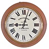 The Synchronome Co., Ltd., England, slave clock, turned cherry case with Roman numeral white painted dial, black painted steel hands