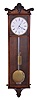 Austria, hanging regulator in the Biedermeier style, six light rosewood veneered case with contrasting banding and carved top trim, one piece Roman numeral porcelain enamel dial with fine cast & gilt bezel, finely cut blued steel hands, 8 day timepiece movement, brass pendulum with steel rod, and brass weight