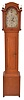 Seth Thomas Clock Co., Plymouth Hollow,Conn, tall clock, 30 hour, time and strike, weight driven, wooden works movement in a pine case with two brass finials and painted wooden dial with calendar