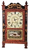 Charles Kirk for George Mitchell, Bristol, Conn., 30 hour, time and strike weight wood movement half column & splat shelf clock with carved paw feet and pineapple finials.