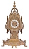 France, mantel clock for the eastern market, brass case with Moorish ornament, cast brass dial with Eastern Arabic numeral cartouches, 8 day time and strike pendule de Paris movement, marked "Maple & Co. Paris"