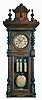 Vienna regulator hanging wall clock with inside paper label of Felix Prihoda, Wien, walnut 8 day 3 weight quarter striking trademarked movement