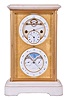 Brocot & Delettrez, Paris, for J. Silvani, 13 & 14 Kings Road, Brighton, mantel clock with sweep seconds and Brocots perpetual calendar, the case with four bevelled glasses set in gilt bronze frames, with white marble base and top, gilt dial mask with foliate engraving, the white enamel clock dial with Arabic seconds, open escapement, and subsidiary dial showing the hours and minutes, and lower calendar dial displaying the day, date, and month, as well as phases of the moon, 8 day time and strike movement with sweep seconds, jewelled escape wheel pivot and Ellicott pendulum, the back marked "J.B.D"