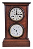 L.F. & W.W. Carter, Bristol, Conn., 8 day, time and strike spring brass movement double dial calendar shelf clock with a B.B. Lewis patent calendar manufactured by Elias Burwell, Bristol.