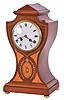 French, 8 day, time and strike spring brass movement inlayed mahogany mantel clock.