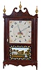 Riley Whiting, Winchester, Conn., 30 hour, time and strike weight wood movement pillar & scroll shelf clock.