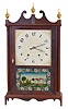 Wadsworth, Lounsbury & Turner, Litchfield, Conn., 30 hour, time and strike weight wood movement pillar & scroll shelf clock.