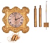 Austria, a small thirty hour wall clock, brass repousse front with silvered Roman numeral dial, blued steel hands, weight driven, rack striking brass movement with pull repeat and square plates, with hook and spikes for hanging