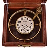 American Waltham Watch Co, Waltham, Mass., boxed 30 hour deck watch, 18 size model 1883, 15 jewel, damascened nickel plate movement, Arabic numeral metal dial, blued steel spade and poker hands, the timepiece contained in a brass tub with gimbal and mounted in a mahogany, three section box, with outer padded, felt lined mahogany case, serial #5145791