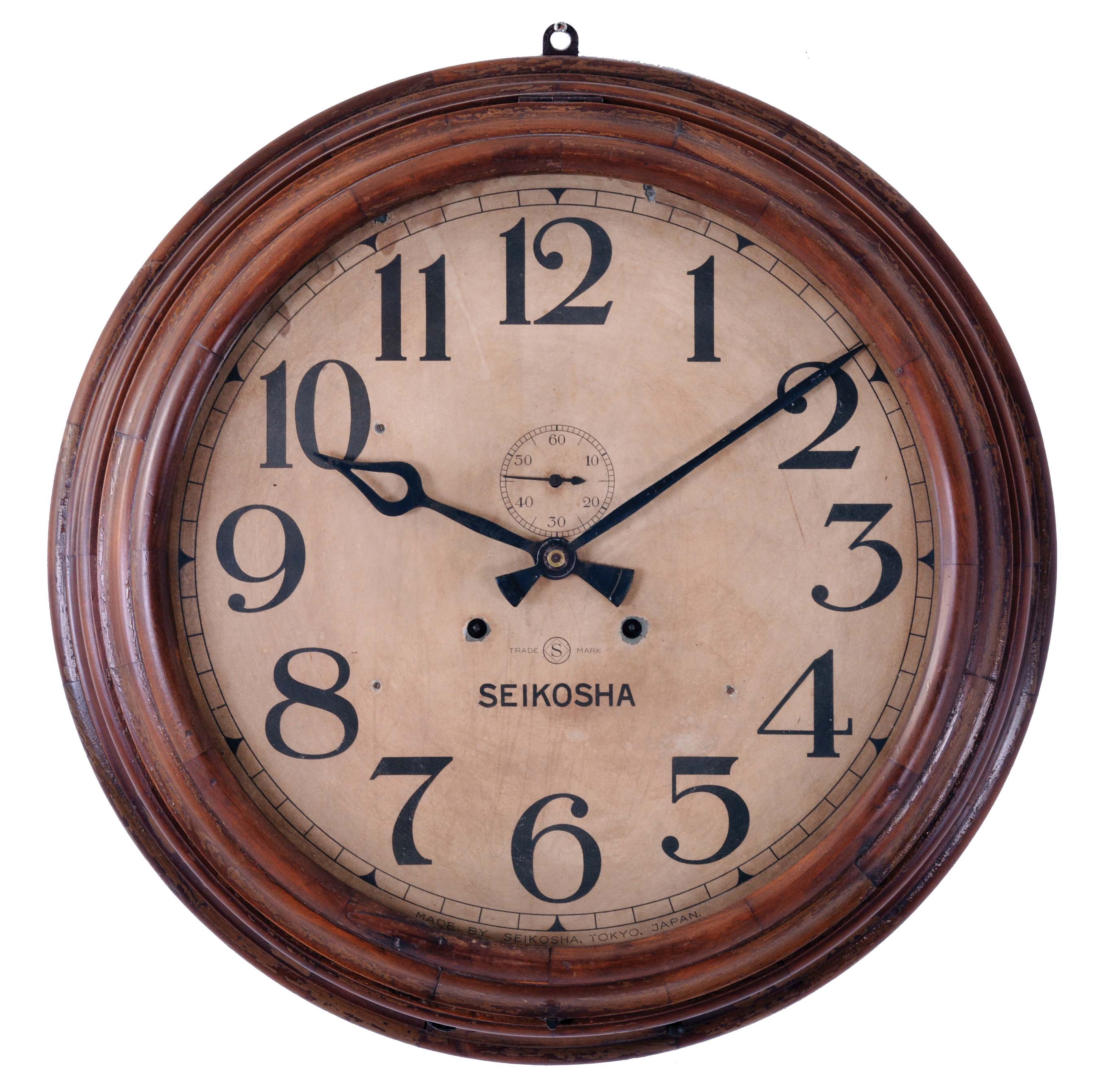 Japan, Seikosha Clock Co., Tokyo, (now known as Seiko), 8 day, time and strike spring driven movement gallery clock. — Antique Clocks Price Guide