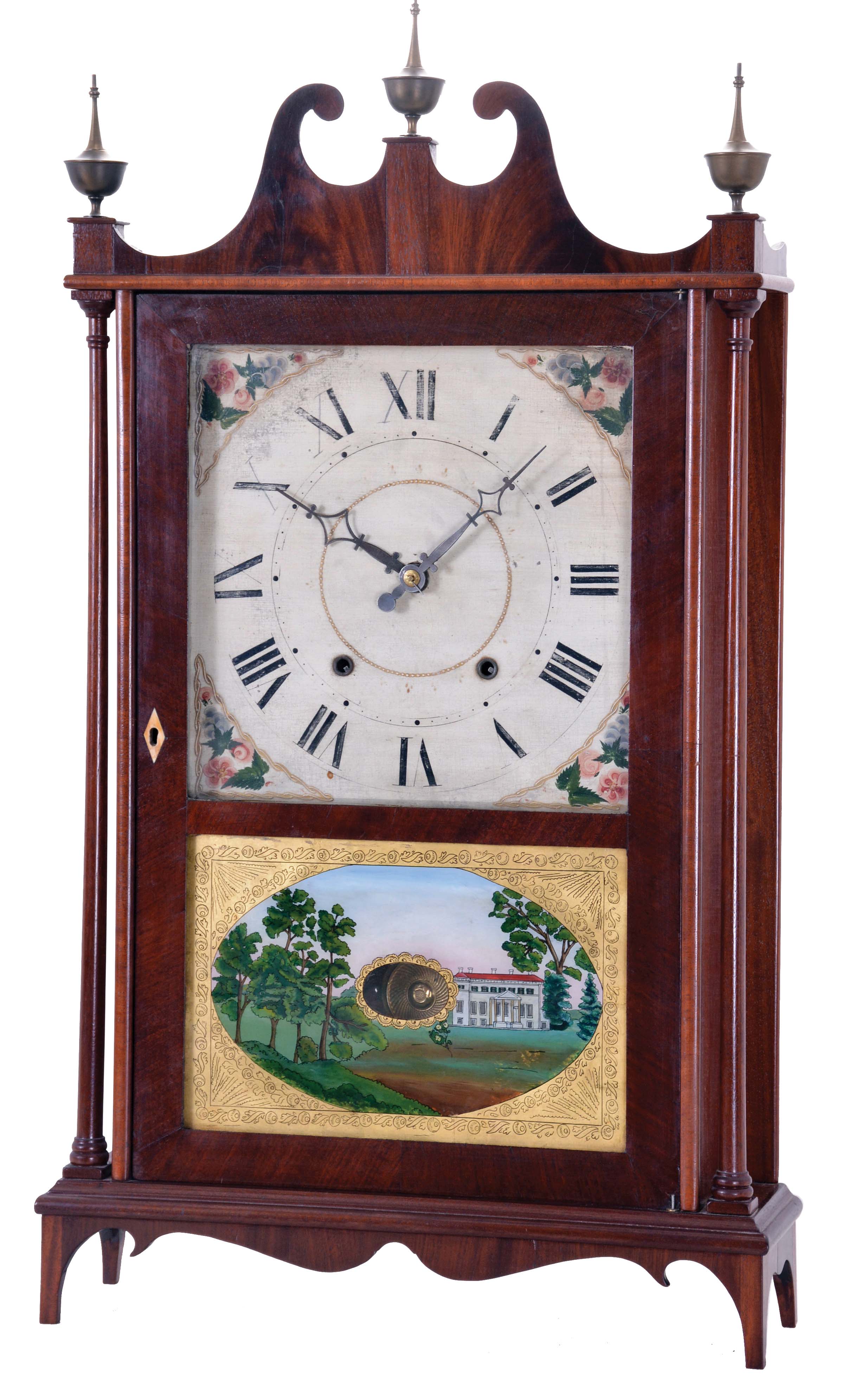 Seth Thomas, Plymouth, Conn., 30 hour, time and strike weight wood movement pillar & scroll shelf clock. — Antique Clocks Price Guide