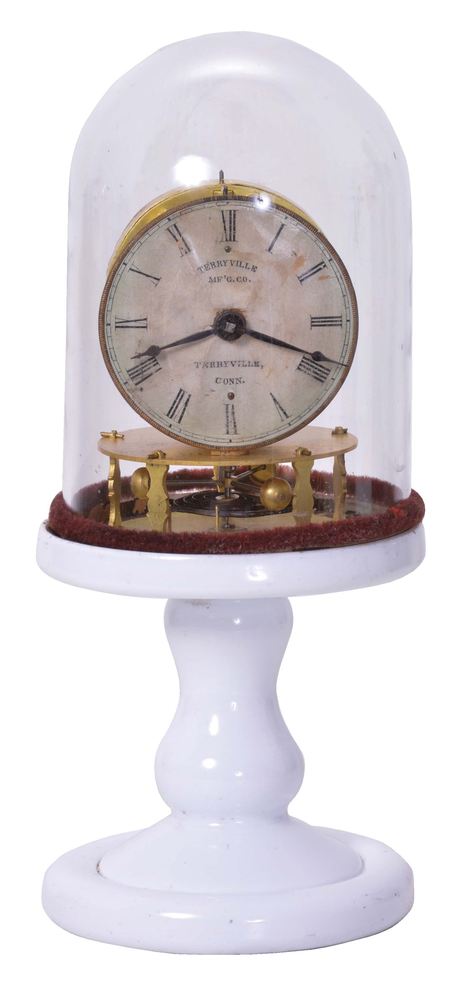 Terryville Mfg. Co., Terryville, Conn., 30 hour, time torsion pendulum candlestick novelty timepiece. — Antique Clocks Price Guide