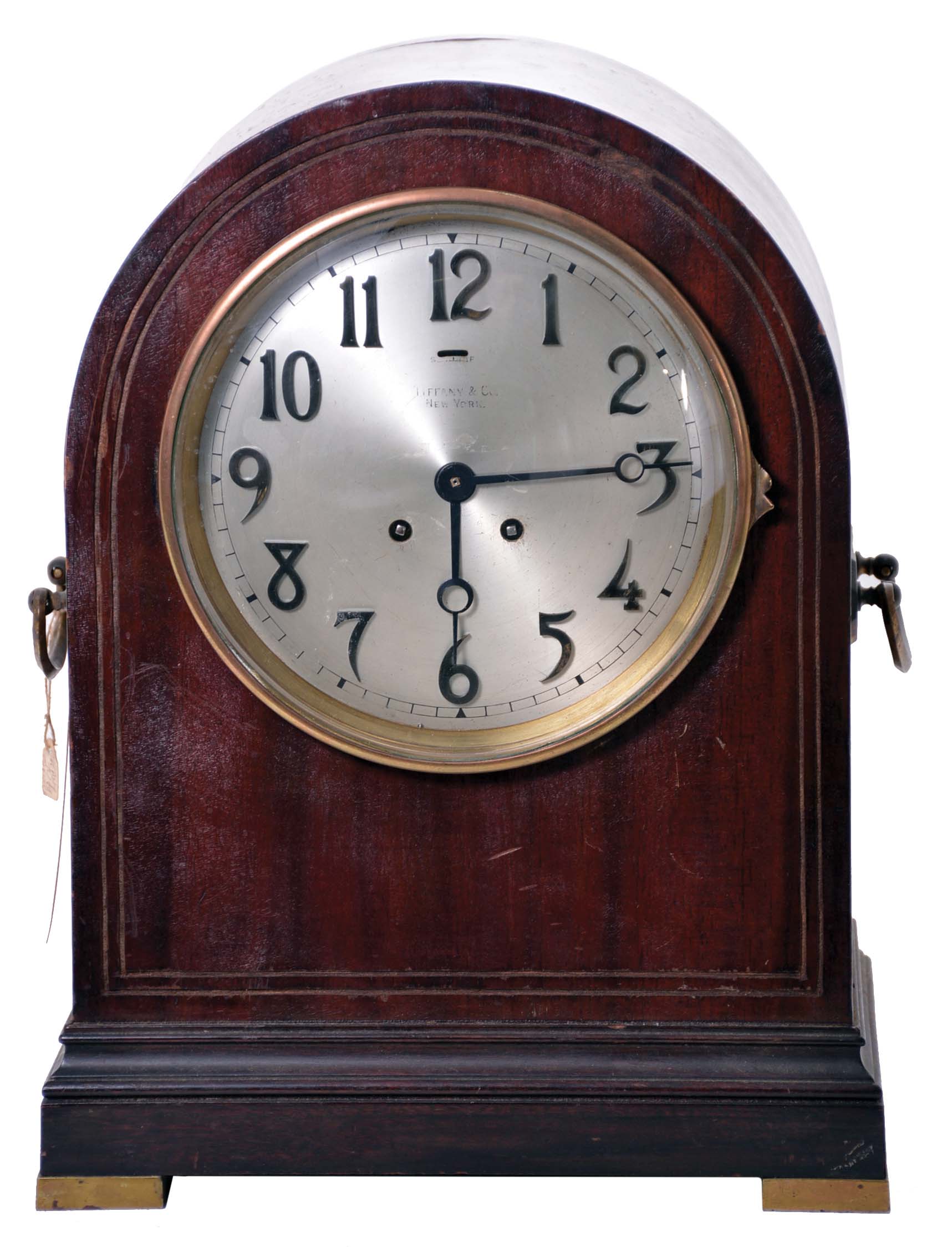 Chelsea Clock Co., Boston, Mass. "Doric" shelf clock with an 8 day spring driven lever time and "house" strike movement (serial number 20749) in a mahogany case with a special dial bearing the name of the retailer, Tiffany & Co., New York. — Antique Clocks Price Guide