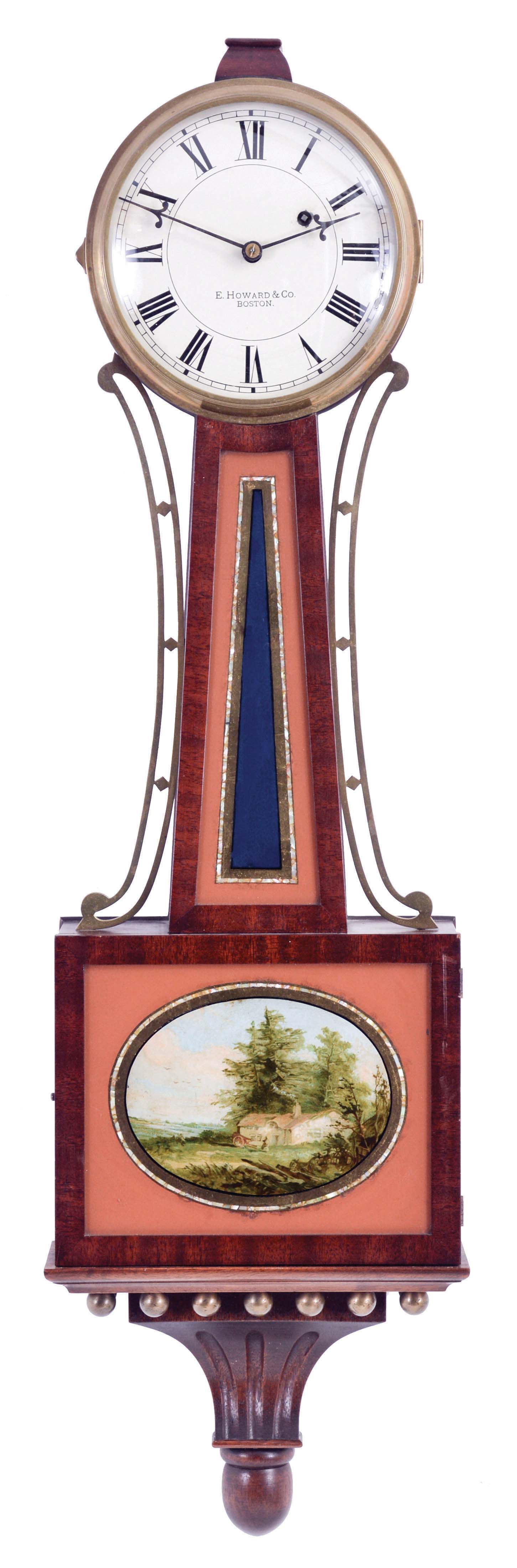 E. Howard & Co., Boston, Mass., 8 day, weight driven, brass movement Patent or banjo timepiece — Antique Clocks Price Guide