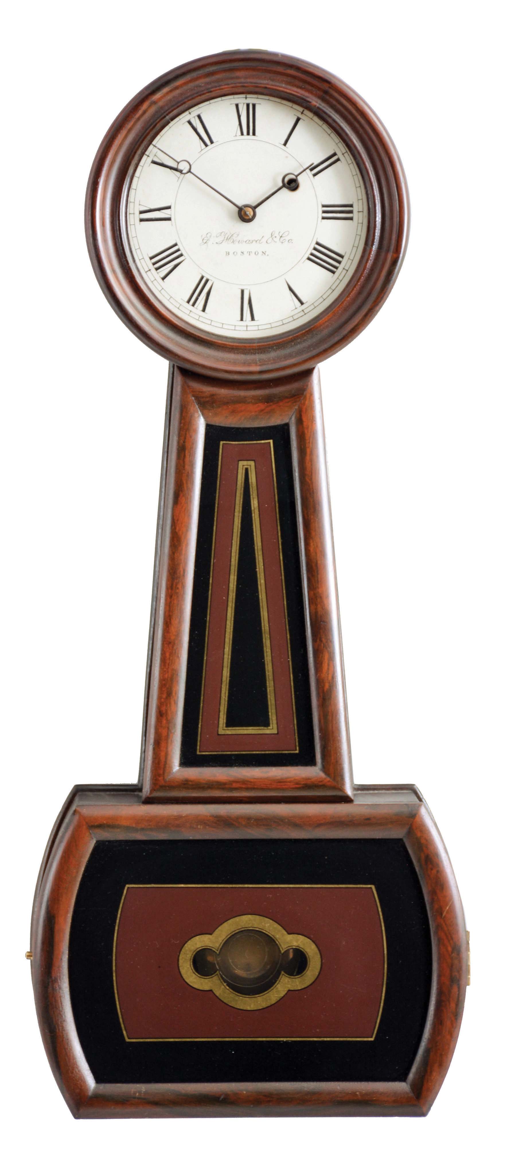 E. Howard & Co., Boston, Mass., "Banjo No. 5", 8 day, weight driven, brass movement wall hanging timepiece. — Antique Clocks Price Guide
