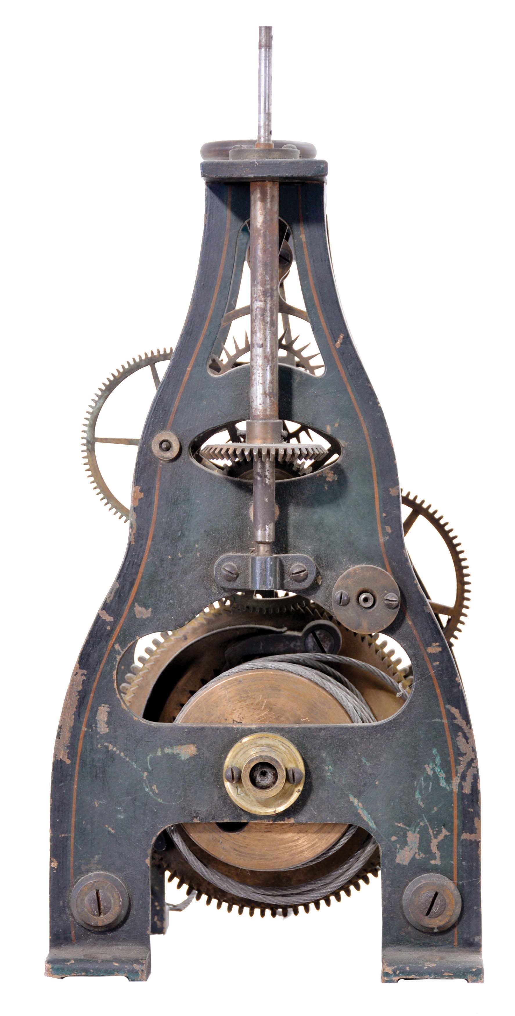 E. Howard & Co., Boston, Mass., "No. 00 Timepiece" tower or street clock, 8 day, time only, weight driven movement including two sets of wooden tower clock hands, motion works and pendulum — Antique Clocks Price Guide